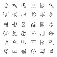 Analytics line icon set.