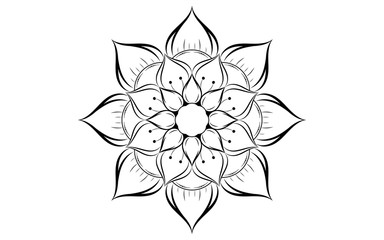 Circle pattern petal flower of mandala with black and white,Vector floral mandala relaxation patterns unique design with white background,Hand drawn pattern,concept meditation and relax