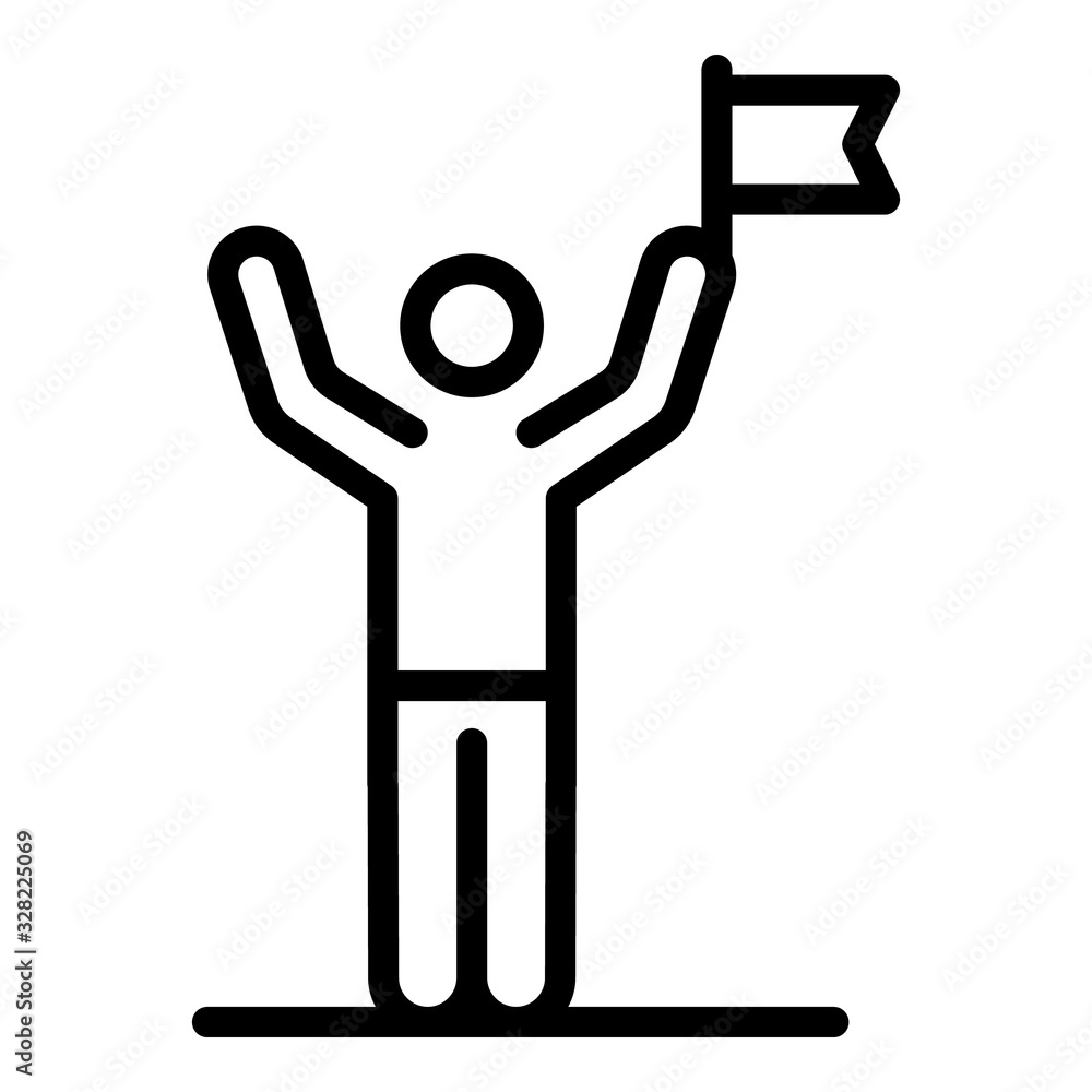 Aufkleber man winner icon. outline man winner vector icon for web design isolated on white background