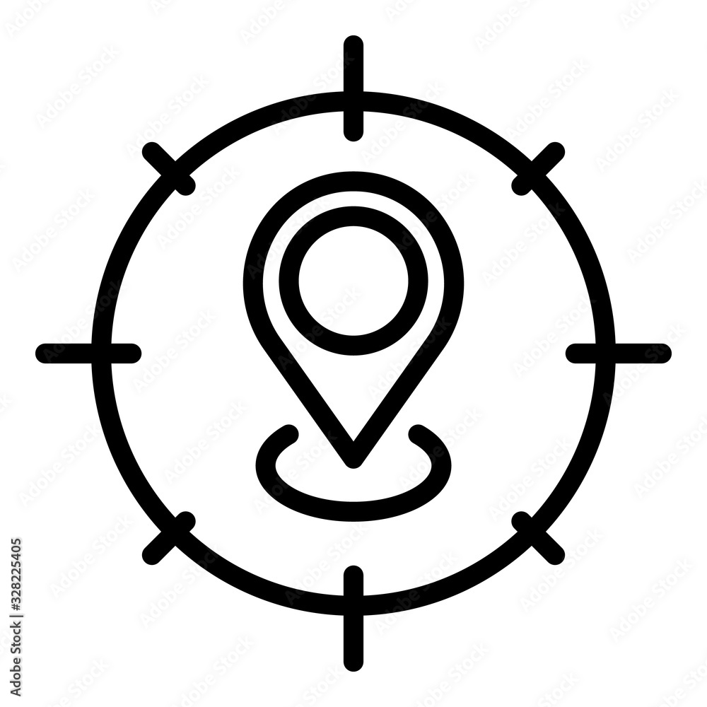 Poster target map pin icon. outline target map pin vector icon for web design isolated on white background