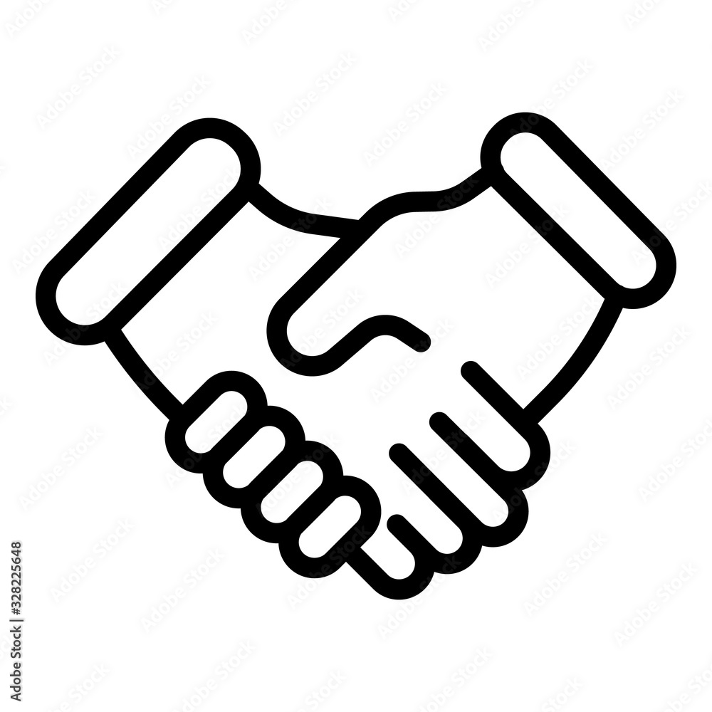 Poster handshake icon. outline handshake vector icon for web design isolated on white background