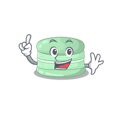 mascot cartoon concept pistachio macaron in One Finger gesture