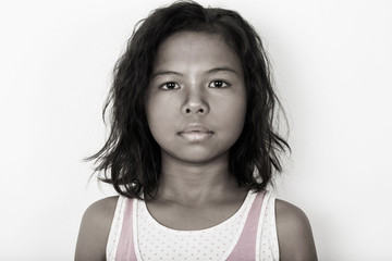  White and black girls' faces. Smooth, smooth skin, charming in Asian style. 