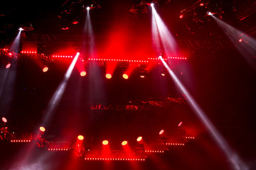 Red light on a rock concert stage as background