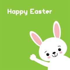 Vector Easter bunny looking out a green background