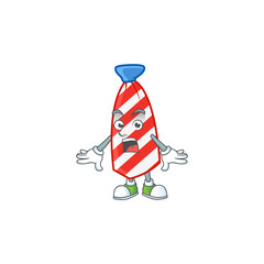 cartoon character design of USA stripes tie with a surprised gesture