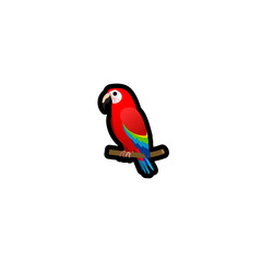 Green-winged Macaw Isolated Realistic Vector Icon. Parrot, Tropical Colorful Bird Illustration Icon