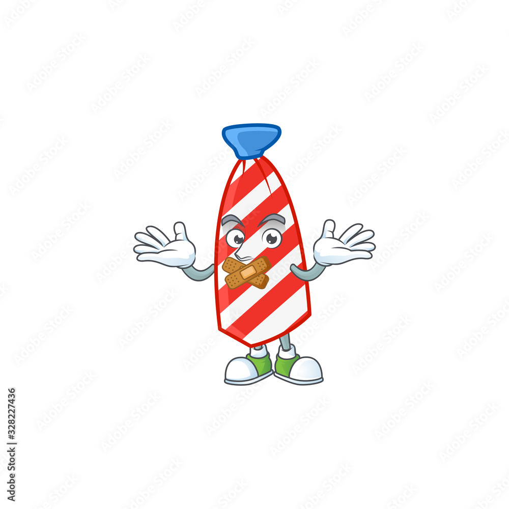 Wall mural mascot cartoon character design of USA stripes tie making a silent gesture