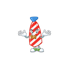 mascot cartoon character design of USA stripes tie making a silent gesture