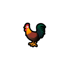 Fototapeta premium Rooster Isolated Realistic Vector Icon. Cock, Cockerel Cartoon Illustration Emoji, Emoticon, Icon