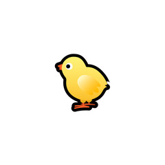 Yellow Chicken Isolated Realistic Vector Icon. Baby Chick Cartoon Illustration Emoji, Emoticon, Sticker