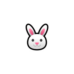 Rabbit Face Isolated Realistic Vector Icon. Bunny Rabbit Head Cartoon Illustration  Icon