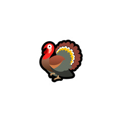 Turkey Isolated Realistic Vector Icon. Colorful Turkey Illustration Sticker Icon