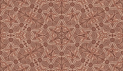 Art Deco Pattern Tile In Brown Colors