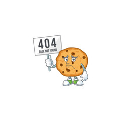 cheerless face chocolate chips cookies mascot style design raised up a board