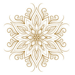 Golden mandala vector illustration. Ethnic style temporary tattoo.