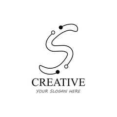 Letter S Logo Icon Design With Circuit Shape. Initial S logo design minimal clean and simple
