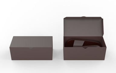 house slipper in the box isolated over white background. 3d illustration