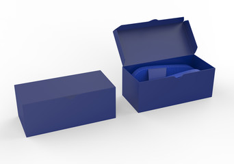 house slipper in the box isolated over white background. 3d illustration