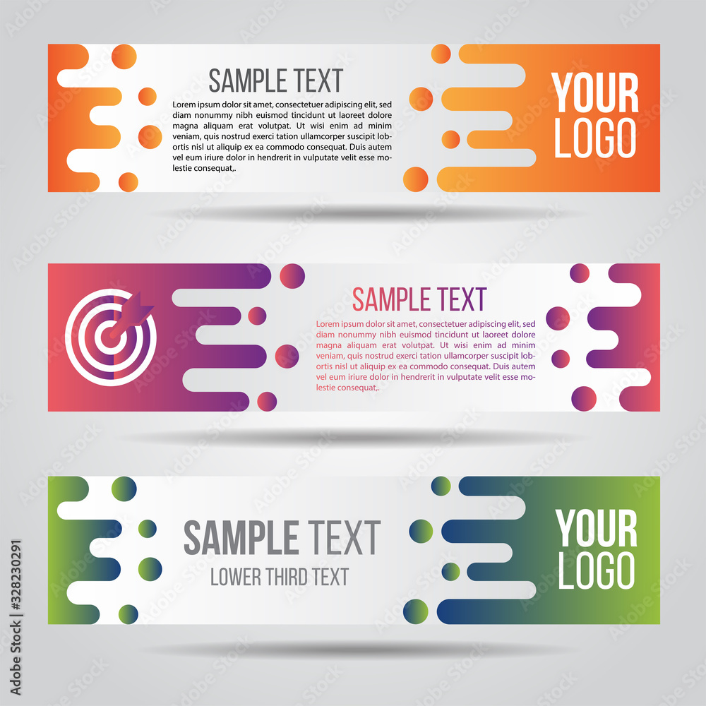 Poster lower third colorful design template modern contemporary. set of banners bar screen broadcast bar na