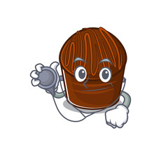 A mascot picture of chocolate candy cartoon as a Doctor with tools