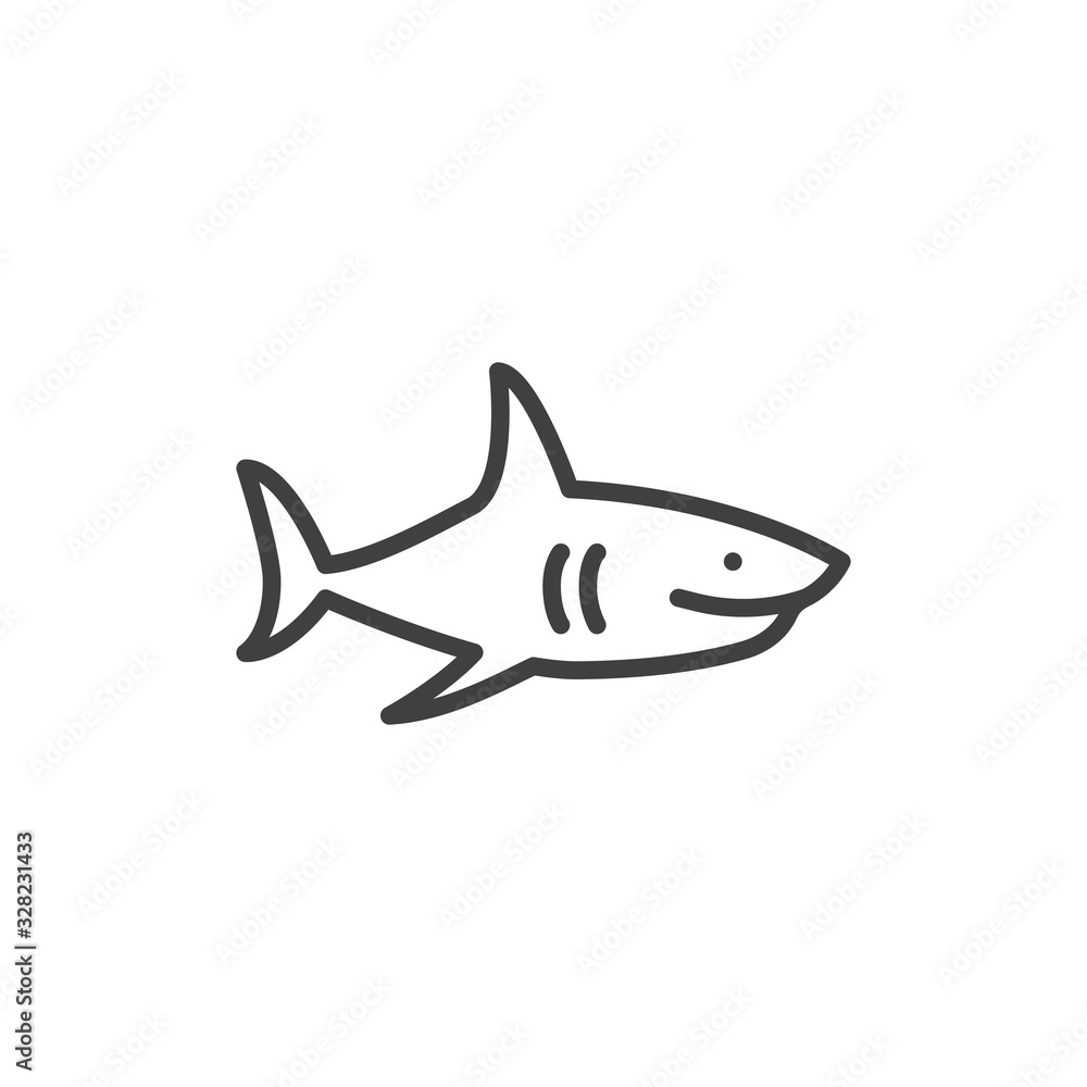 Aufkleber shark line icon. linear style sign for mobile concept and web design. fish shark outline vector icon