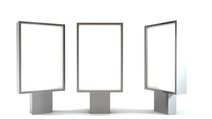 Set of three lighbox. 3d illustration isolated on white background. 3d render