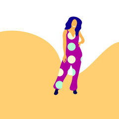 Fototapeta na wymiar Women standing alone with purple pattern style illustration
