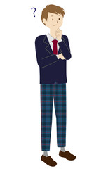 Illustration of a male student standing (thinking)