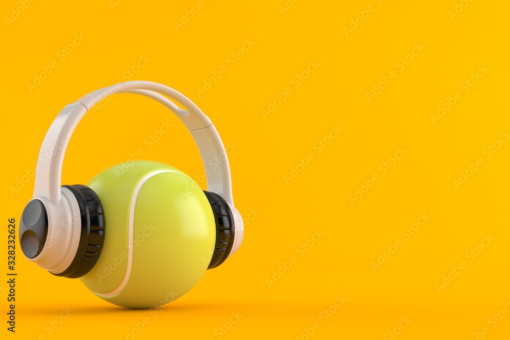 Canvas Prints tennis ball with headphones