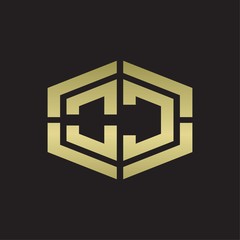 Obraz premium OC Logo monogram with hexagon shape and piece line rounded design tamplate on gold colors