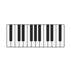 Naklejka premium Piano, organ or synthesizer key isolated on white background. Top view of realistic shaded monochrome piano keyboard. Melody or Musical Instrument concert. Vector illustration EPS 10.