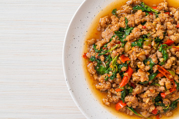 Stir fried Thai basil with minced pork