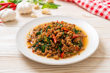 Stir fried Thai basil with minced pork