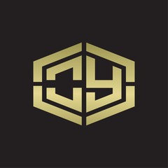 Obraz premium OY Logo monogram with hexagon shape and piece line rounded design tamplate on gold colors