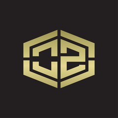 Obraz premium OZ Logo monogram with hexagon shape and piece line rounded design tamplate on gold colors
