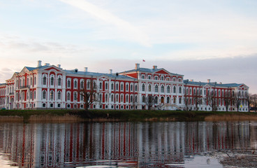 Jelgava, Latvia Jelgava Palace The largest baroque palace in the Baltic countries, currently the Latvian Agricultural University at sunset, view from under the bridge