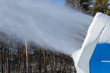 snow cannon spraying artificial snow