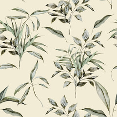 Seamless watercolor pattern with branches.