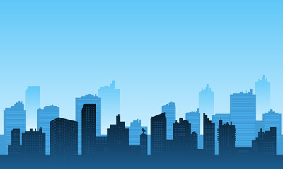 Fototapeta na wymiar Urban silhouette with many buildings skycraper and mall.