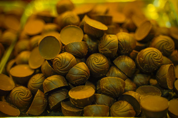 milk chocolate pieces or candy 