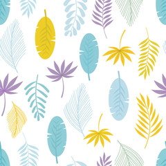 Leaves seamless pattern on white background.