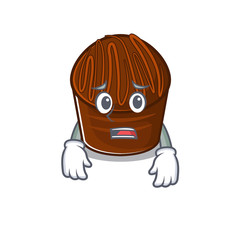 A picture of chocolate candy having an afraid face
