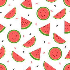 Watermelon seamless pattern on white background.