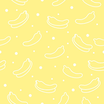 Bananas seamless pattern on yellow background.