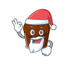 Chocolate candy in Santa cartoon character style with ok finger