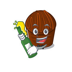 mascot cartoon design of chocolate candy with bottle of beer