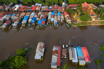 Flooded village and forest, Kompong Phluk, Tonle Sap, Siem Reap, Cambodia.