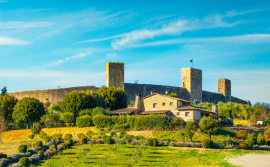 Monteriggioni medieval fortified village, Siena, Tuscany. Italy