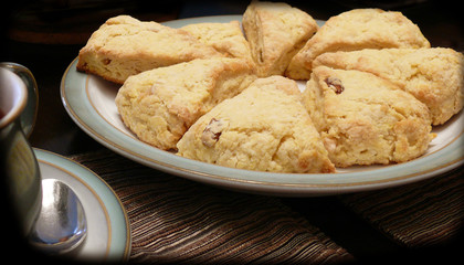 Orange Apricot Scones on a plate for Tea